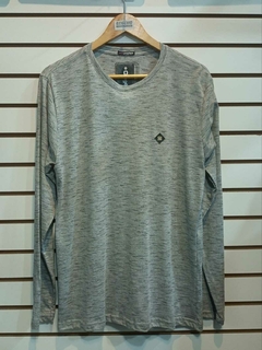 Camisa Manga Longa Tracejada Gola Redonda Cinza Claro - comprar online