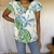 Blusa estampada fundo branco flores azul e verde - G - EMILI