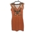 Vestido laranja com tule bordado M Sabala
