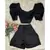 Modas Domi Conjunto Alfaiataria Shorts com Cropped Manga Princesa 26