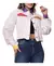 Modas Domi Jaqueta Jeans Branca Detalhes Coloridos Moderna 6254