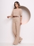 Modas Domi Conjunto Meghan em Gabardine Calça Pantalona e Cropped Elegante Social M130 - Modas Domi