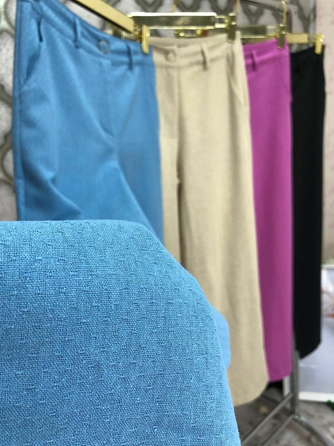 Modas Domi Calça Pantalona Linho Super Estilosa L120