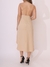 Modas Domi Vestido Alfaiataria Drapeado Lateral Fenda na Perna Elegante 138 - loja online
