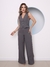 Modas Domi Conjunto Longo Calça e Colete Alfaiataria Gabardine Com Bolso Social Fashion 189