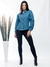 Modas Domi Camisa Jeans Feminina Manga Bufante Gola Colarinho Moderna 6244