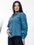 Modas Domi Camisa Jeans Feminina Manga Bufante Gola Colarinho Moderna 6244 - Modas Domi