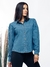 Modas Domi Camisa Jeans Feminina Manga Bufante Gola Colarinho Moderna 6244 na internet