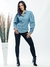 Imagem do Modas Domi Camisa Jeans Feminina Manga Bufante Gola Colarinho Moderna 6244
