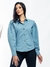 Modas Domi Camisa Jeans Feminina Manga Bufante Gola Colarinho Moderna 6244 - Modas Domi