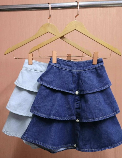 Modas Domi Saia Jeans com Babado J023