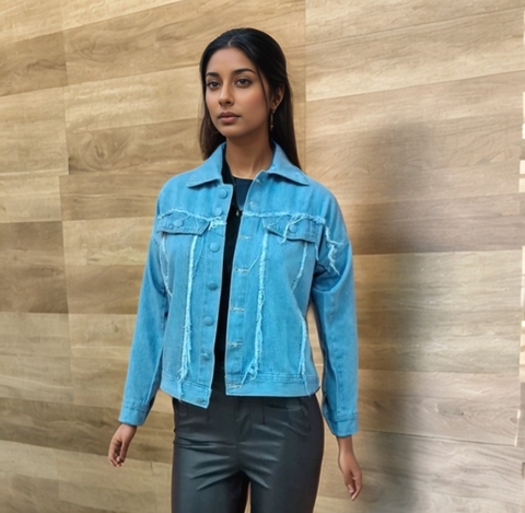 Modas Domi Jaqueta Jeans em Detalhes e Botões Forrados 8442.03