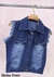 Modas Domi Jaqueta Jeans Feminina Desfiada Estilo Descolado Moderna Fechamento em Botão 0918 - Modas Domi