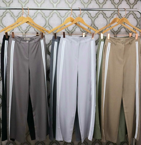 Modas Domi Calça Pantalona Feminina Luis Twill Social Esportiva Moda Verão LT207