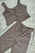 Modas Domi Conjunto Feminino Calça Esportiva com Blusa Cropped Regata Moderno LT208 - Modas Domi