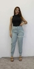 Modas Domi Calça Linho Estilo Cenoura Bolsos Laterais com Zíperes nas Pernas 8449 - Modas Domi