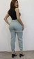 Imagem do Modas Domi Calça Linho Estilo Cenoura Bolsos Laterais com Zíperes nas Pernas 8449