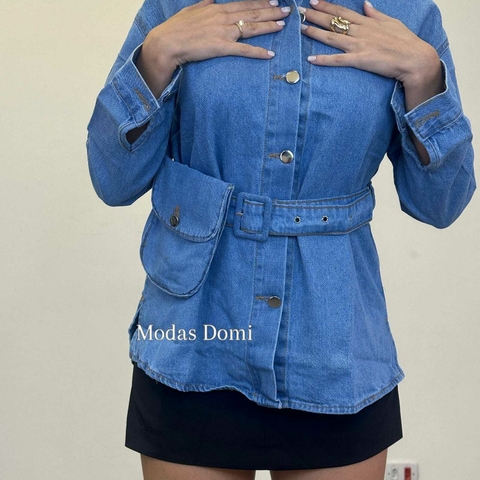 Modas Domi Jaqueta Jeans Com Bolso Removível 6249 - comprar online