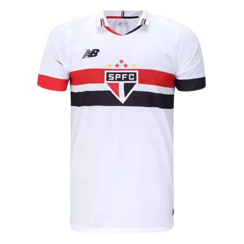 Camisa São Paulo I 24/25 s/n° Torcedor New Balance Masculina - Branco+Vermelho