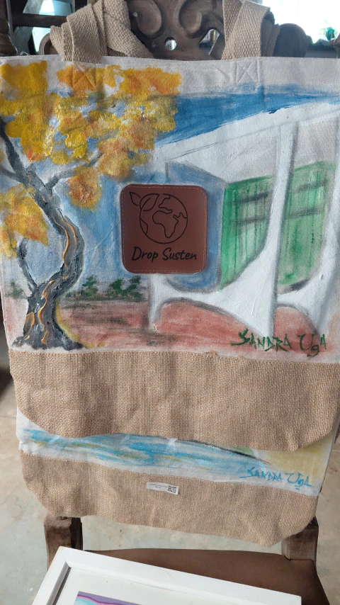ECOBAG MALDIVAS COM PINTURA ARTESANAL - DropSusten Shop Sustentável