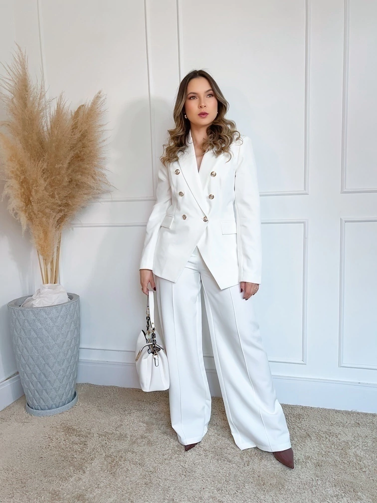 Calça Alfaiataria Pantalona Off White