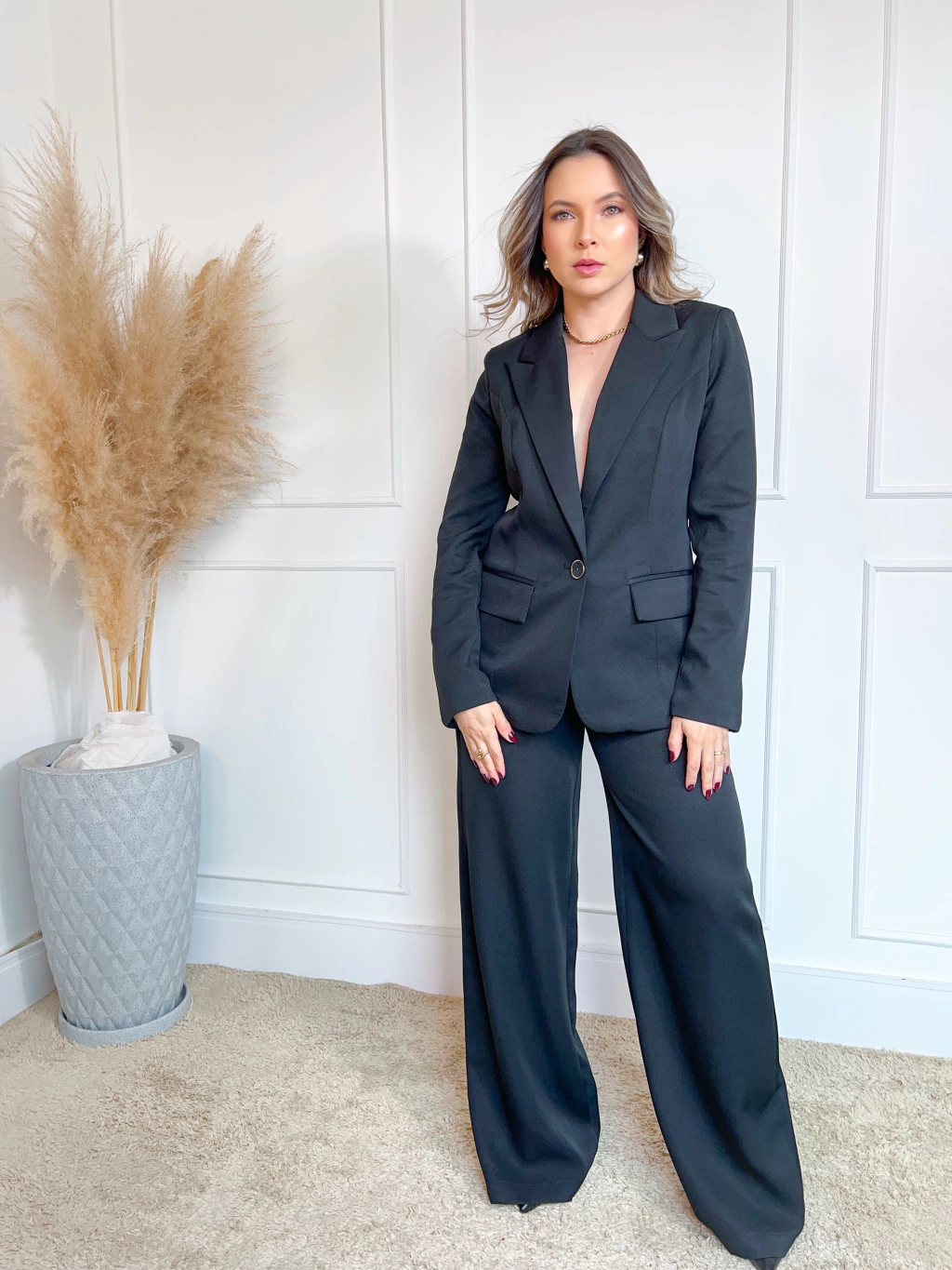 Blazer Alfaiataria Estruturado Europa Preto