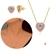 conjunto coração cravejado com micros Zircônia na cor lavanda-banhado a ouro 18 K - comprar online