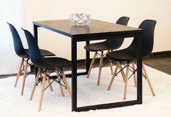 Conjunto Mesa de Jantar Retangular Estilo Industrial 130x77 cm Tampo Preto Pé Preto - comprar online