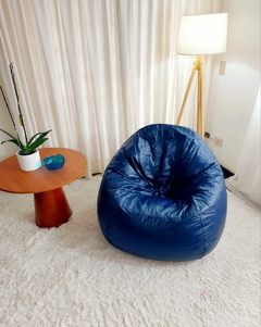 Puff Poltrona - Enchimento Flocos de Isopor com Capa em Corino Cor:Azul Marinho