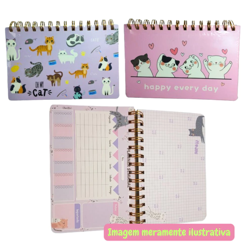 Planner Semanal Capa Dura Estampado Cats Weibo