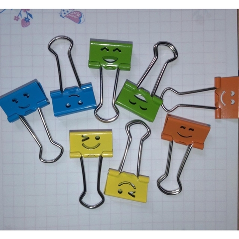 Kit Prendedor de papel Blinder de metal Jocar Office Smiles 19mm clips coloridos