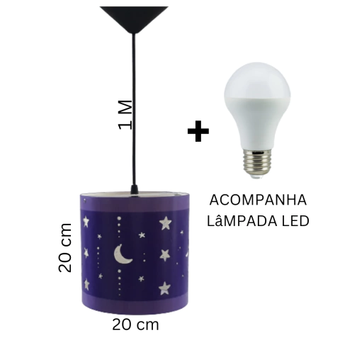 Luminária De Teto Infantil Lua E Estrelas Para Quarto - 4 cores