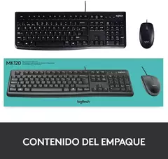 Teclado y Mouse c/Cable LOGITECH MK120 Negro - comprar online