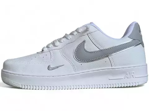 Nike Air Force 1 'White Swoosh Grey Contour Silver'