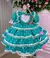 Vestido Bella Child Junino Quadrilha Encantada Verde Tiffany Luxo