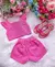 Conjunto Blogueirinha Sarja Shorts Rosa Chiclete - comprar online