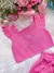 Conjunto Blogueirinha Sarja Shorts Rosa Chiclete na internet