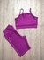 Conjunto de Bermuda Clássica Plus Size + Top Tina Aveludado de Compressão Roxo Fúcsia - Linha Premium - Conceito A Fitness