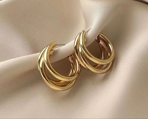Argola três fios, Banhado á ouro