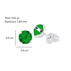 BRINCO PRATA 925 PONTO DE LUZ 4MM VERDE ESMERALDA na internet