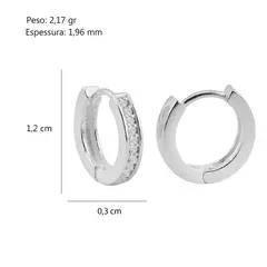ARGOLA PRATA 925 REDONDA COM ZIRCÔNIAS CRISTAL 1,2 CM na internet