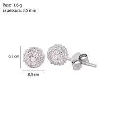 BRINCO PRATA 925 ESFERA CRAVEJADA ZIRCÔNIA CRISTAL 6MM na internet