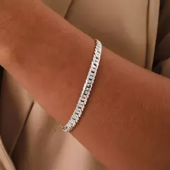 PULSEIRA PRATA 925 MASCULINA GRUMET FIO 6MM