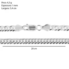 PULSEIRA PRATA 925 MASCULINA GRUMET FIO DUPLO 3,4MM 20CM - comprar online