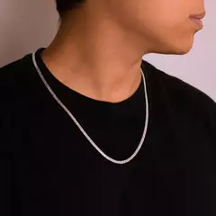 CORRENTE PRATA 925 MASCULINA GRUMET FIO DUPLO 3,4MM