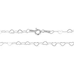 TORNOZELEIRA PRATA 925 ELO DE CORAÇÃO FIO 0,3MM 23CM - comprar online