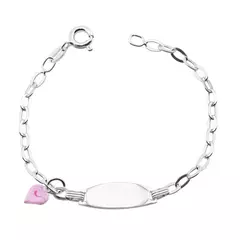 PULSEIRA PRATA 925 INFANTIL CHAPA COM PINGENTE CORAÇÃO - comprar online