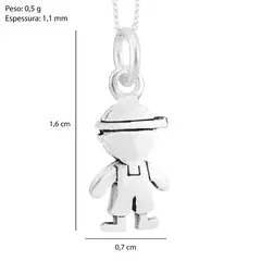 Corrente Prata 925 Veneziana V15 0,8mm 45cm+ Pingente Prata 925 Menino na internet