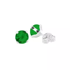 BRINCO PRATA 925 PONTO DE LUZ 4MM VERDE ESMERALDA - comprar online