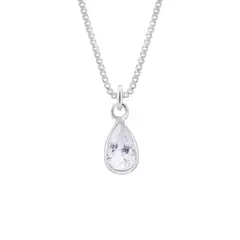 COLAR PRATA 925 PINGENTE PONTO DE LUZ GOTA ZIRCÔNIA WHITE 4X6MM - comprar online